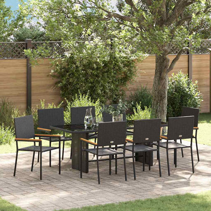 vidaXL Garten Essgruppe 9 pcs Schwarz Poly-Rattan