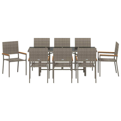 vidaXL Salon de jardin à manger 9 pcs Gris Résine tressée