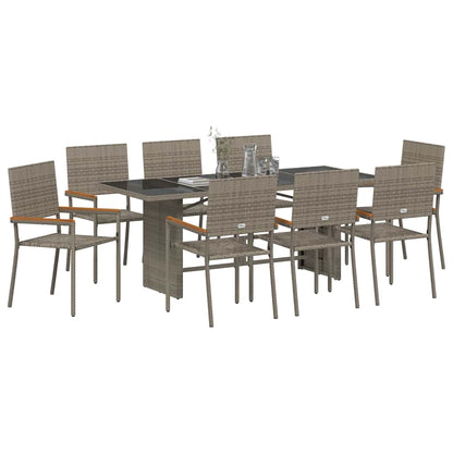 vidaXL Salon de jardin à manger 9 pcs Gris Résine tressée