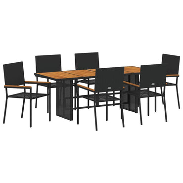 vidaXL Garten Essgruppe 7 pcs Schwarz Poly-Rattan