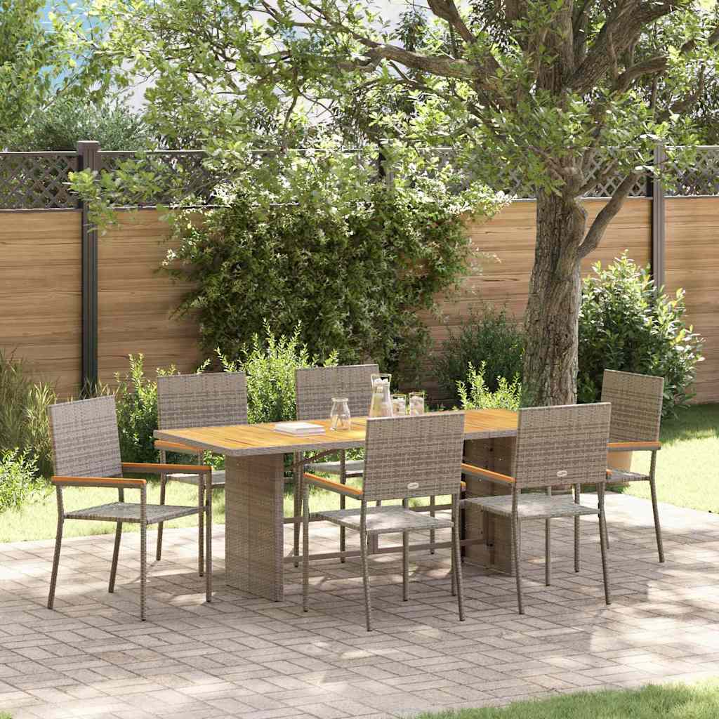 vidaXL Garten Essgruppe 7 pcs Grau Poly-Rattan