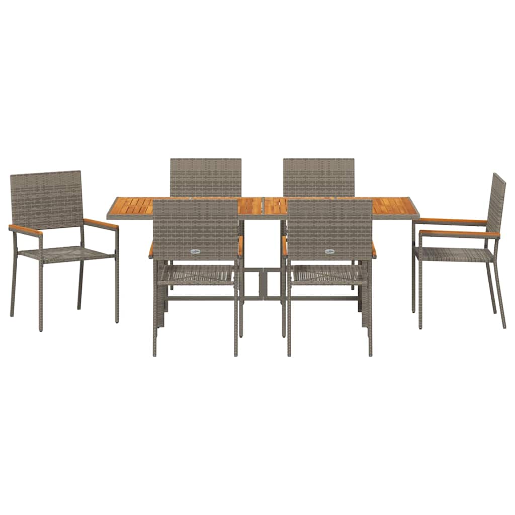 vidaXL Garten Essgruppe 7 pcs Grau Poly-Rattan