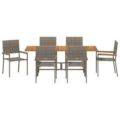 vidaXL Garten Essgruppe 7 pcs Grau Poly-Rattan