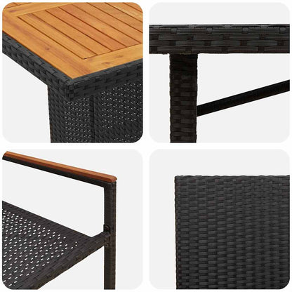 vidaXL Garten Essgruppe 9 pcs Schwarz Poly-Rattan