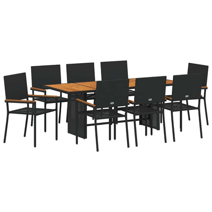 vidaXL Garten Essgruppe 9 pcs Schwarz Poly-Rattan