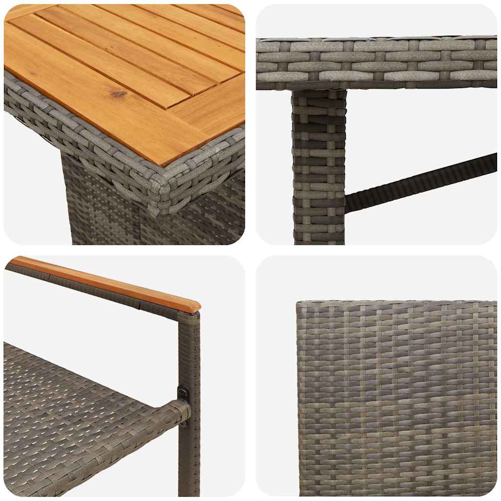 vidaXL Garten Essgruppe 9 pcs Grau Poly-Rattan