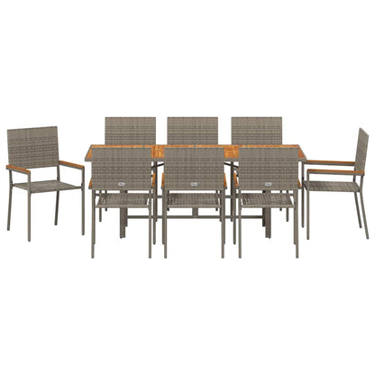 vidaXL Garten Essgruppe 9 pcs Grau Poly-Rattan