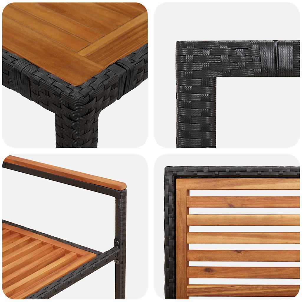 vidaXL Garten Essgruppe 3 pcs Schwarz und Braun Poly-Rattan