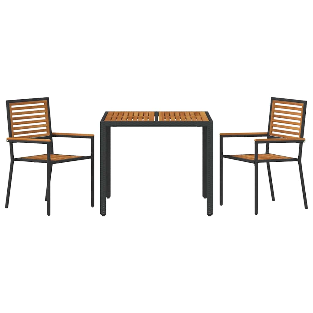 vidaXL Garten Essgruppe 3 pcs Schwarz und Braun Poly-Rattan