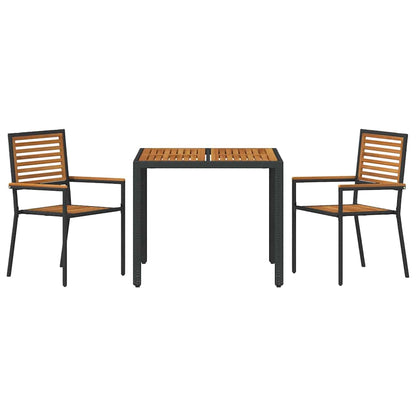 vidaXL Garten Essgruppe 3 pcs Schwarz und Braun Poly-Rattan