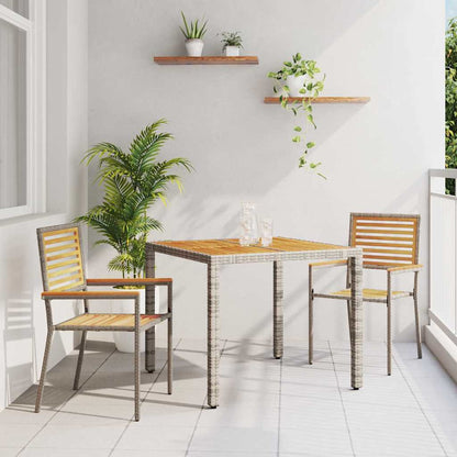 vidaXL Garten Essgruppe 3 pcs Grau und Braun Poly-Rattan