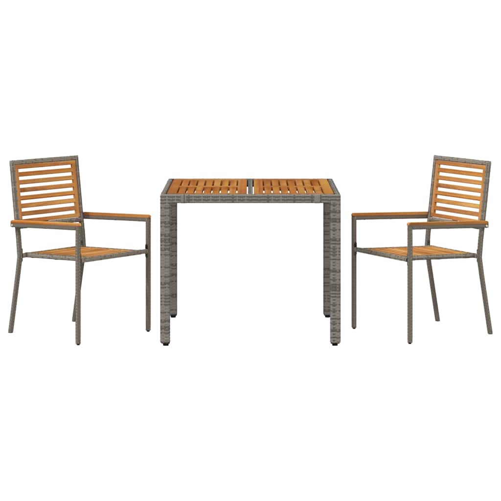 vidaXL Garten Essgruppe 3 pcs Grau und Braun Poly-Rattan
