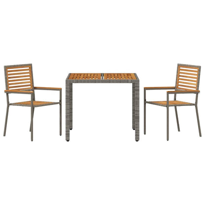 vidaXL Garten Essgruppe 3 pcs Grau und Braun Poly-Rattan