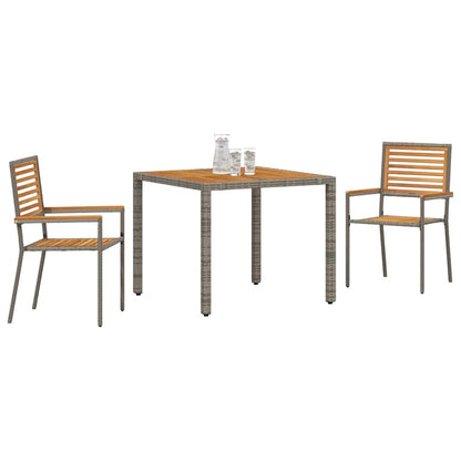 vidaXL Garten Essgruppe 3 pcs Grau und Braun Poly-Rattan