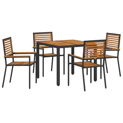 Garten Essgruppe 5 pcs Schwarz und Braun Poly-Rattan