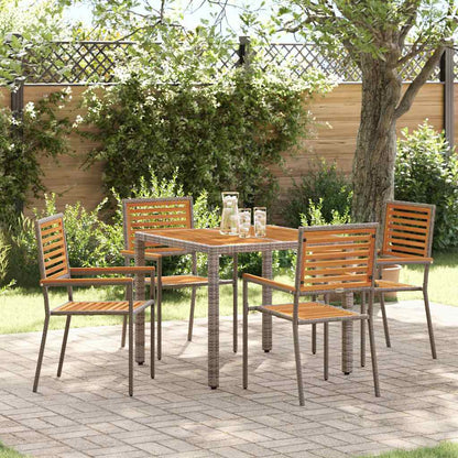 Garten Essgruppe 5 pcs Grau und Braun Poly-Rattan