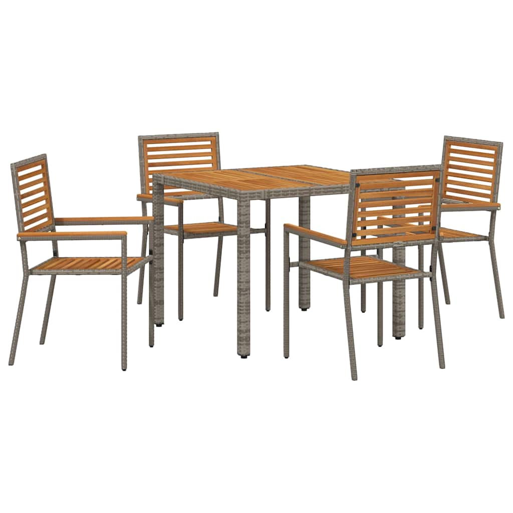 Garten Essgruppe 5 pcs Grau und Braun Poly-Rattan