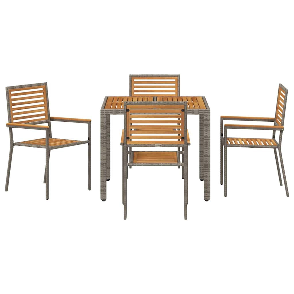 Garten Essgruppe 5 pcs Grau und Braun Poly-Rattan