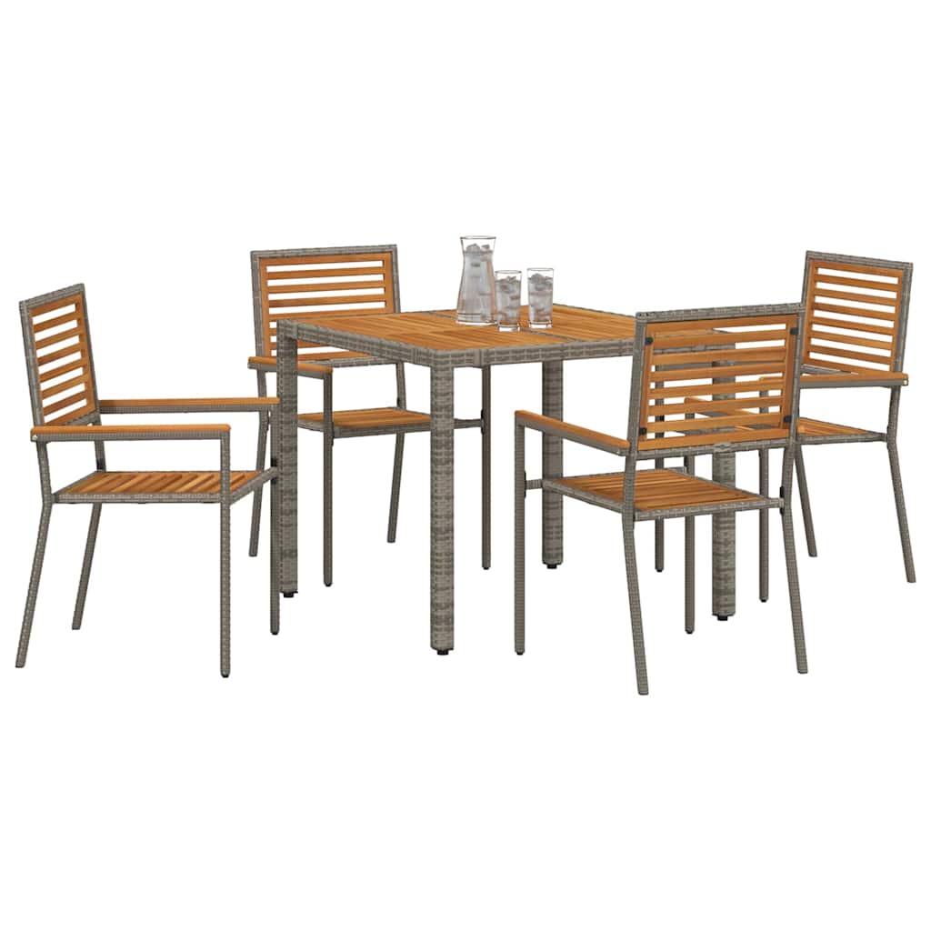 Garten Essgruppe 5 pcs Grau und Braun Poly-Rattan