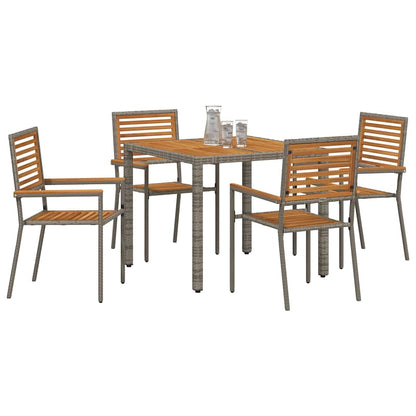 Garten Essgruppe 5 pcs Grau und Braun Poly-Rattan