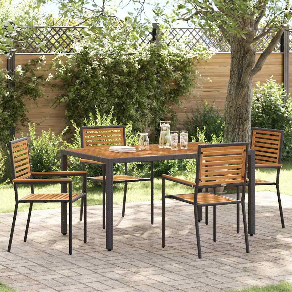 Garten Essgruppe 5 pcs Schwarz und Braun Poly-Rattan
