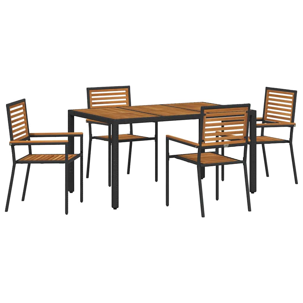 Garten Essgruppe 5 pcs Schwarz und Braun Poly-Rattan