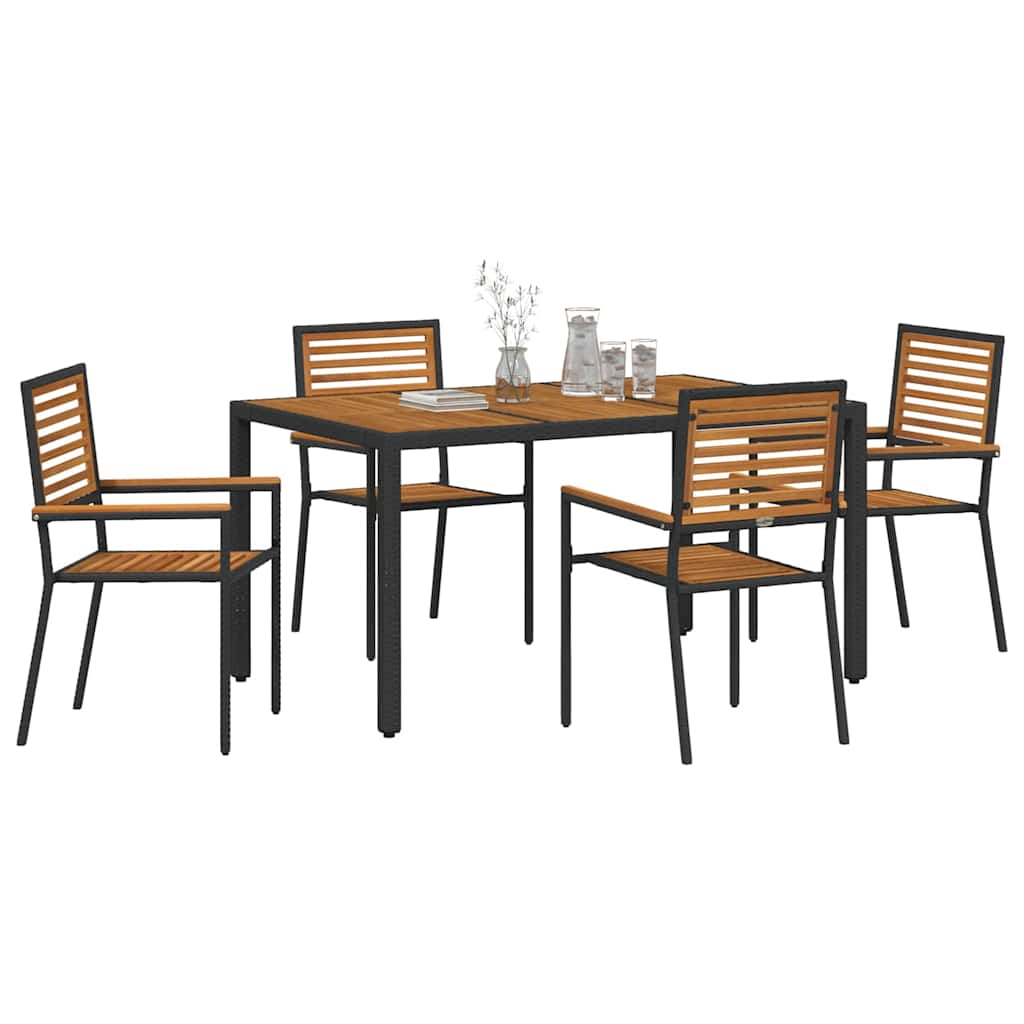 Garten Essgruppe 5 pcs Schwarz und Braun Poly-Rattan