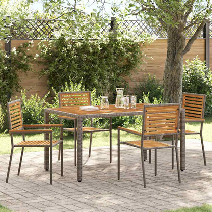 Garten Essgruppe 5 pcs Grau und Braun Poly-Rattan
