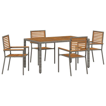 vidaXL Garten Essgruppe 5 pcs Grau 150 x 90 x 75 cm Poly-Rattan