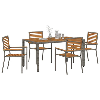 Garten Essgruppe 5 pcs Grau und Braun Poly-Rattan