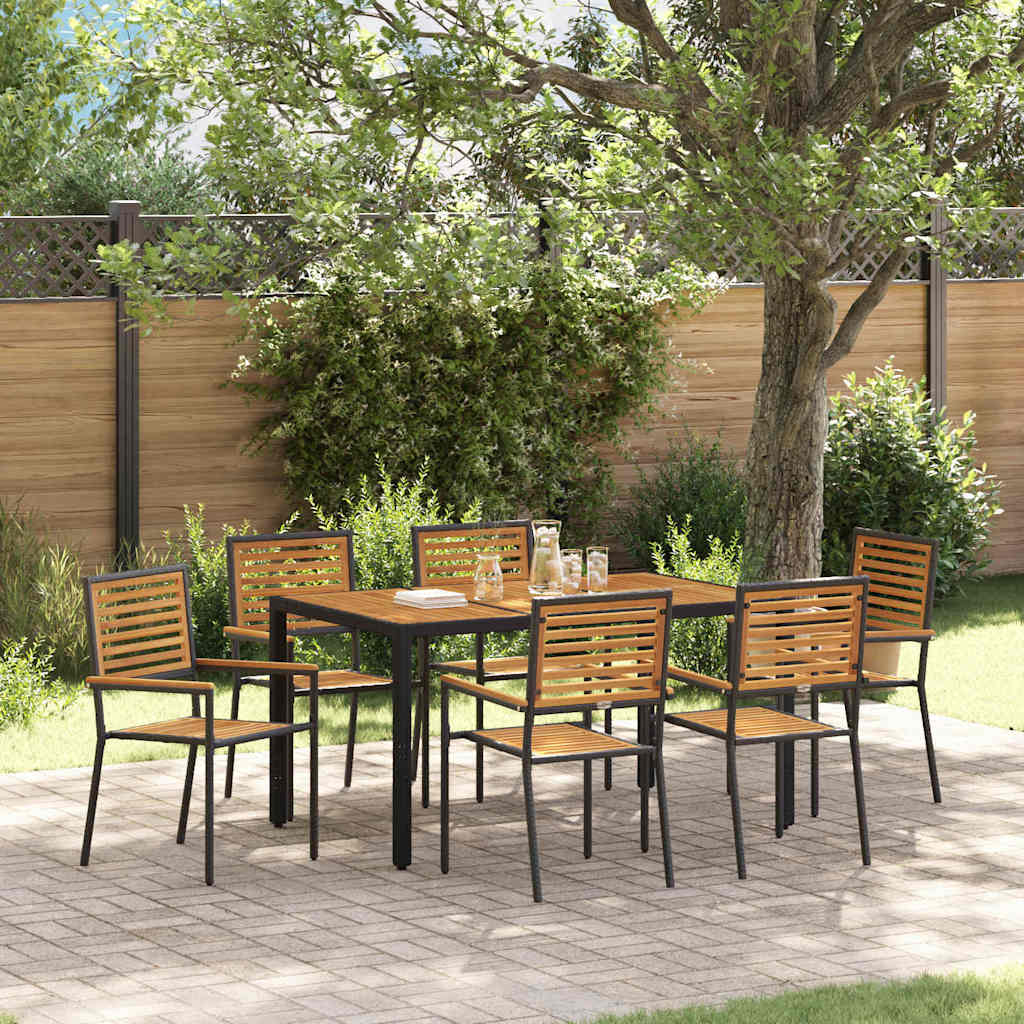 vidaXL Ensemble de salle à manger de jardin 7 pcs Noir et marron Résine tressée