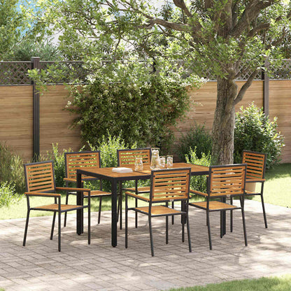 vidaXL Ensemble de salle à manger de jardin 7 pcs Noir et marron Résine tressée