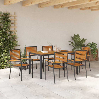 vidaXL Ensemble de salle à manger de jardin 7 pcs Noir et marron Résine tressée