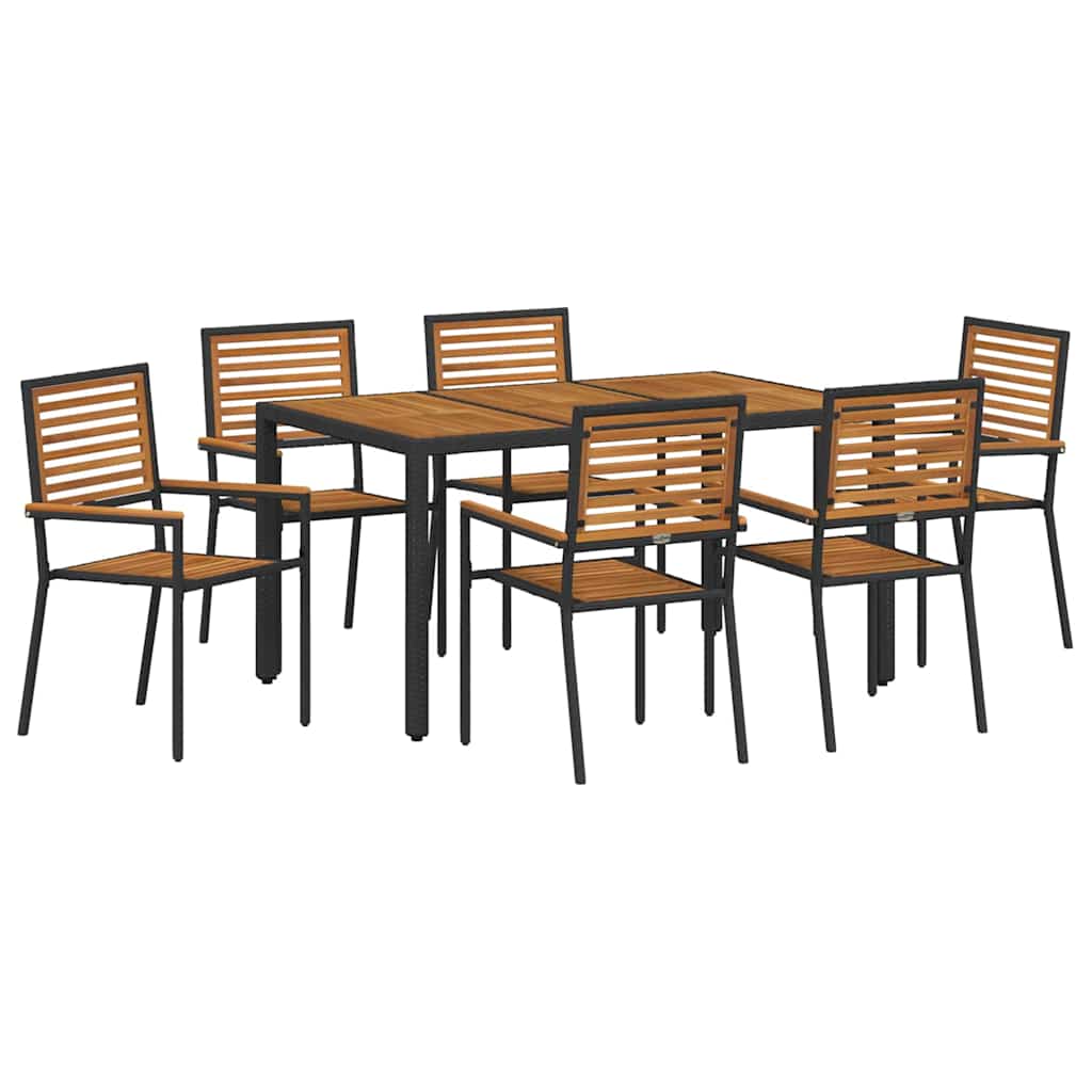vidaXL Ensemble de salle à manger de jardin 7 pcs Noir et marron Résine tressée