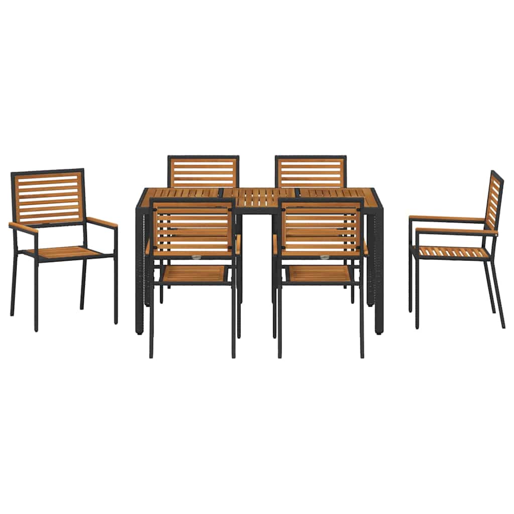 vidaXL Ensemble de salle à manger de jardin 7 pcs Noir et marron Résine tressée