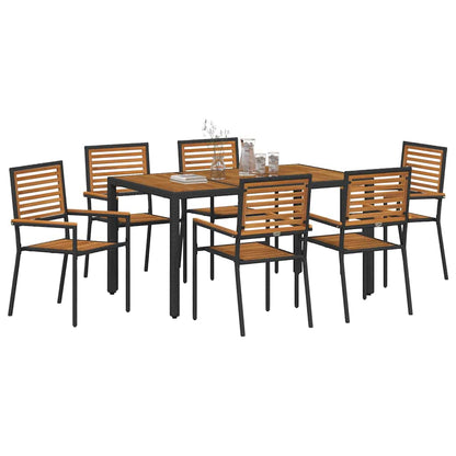 vidaXL Ensemble de salle à manger de jardin 7 pcs Noir et marron Résine tressée