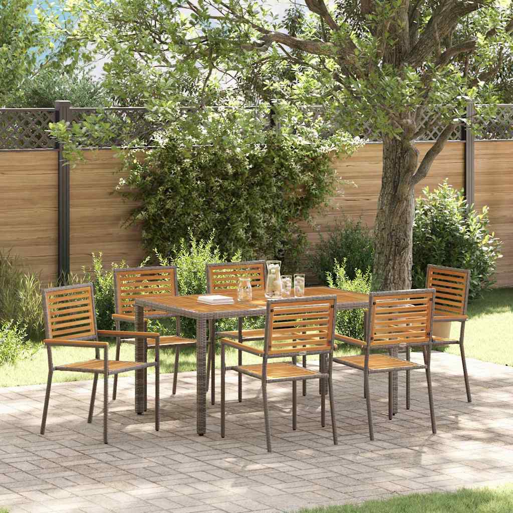 vidaXL Ensemble de salle à manger de jardin 7 pcs gris 150 x 90 x 75 cm résine tressée