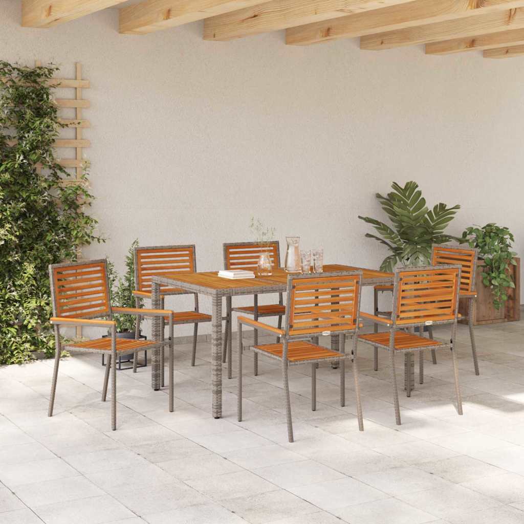 vidaXL Ensemble de salle à manger de jardin 7 pcs gris 150 x 90 x 75 cm résine tressée