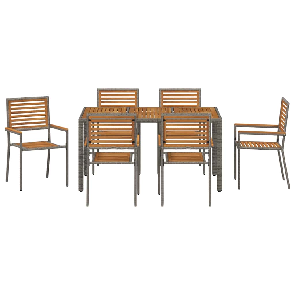 vidaXL Ensemble de salle à manger de jardin 7 pcs gris 150 x 90 x 75 cm résine tressée