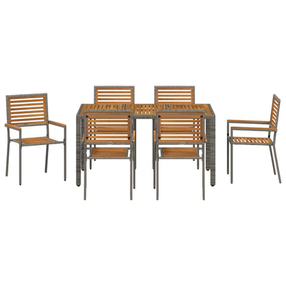 vidaXL Ensemble de salle à manger de jardin 7 pcs gris 150 x 90 x 75 cm résine tressée