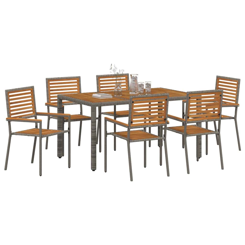 vidaXL Ensemble de salle à manger de jardin 7 pcs gris 150 x 90 x 75 cm résine tressée