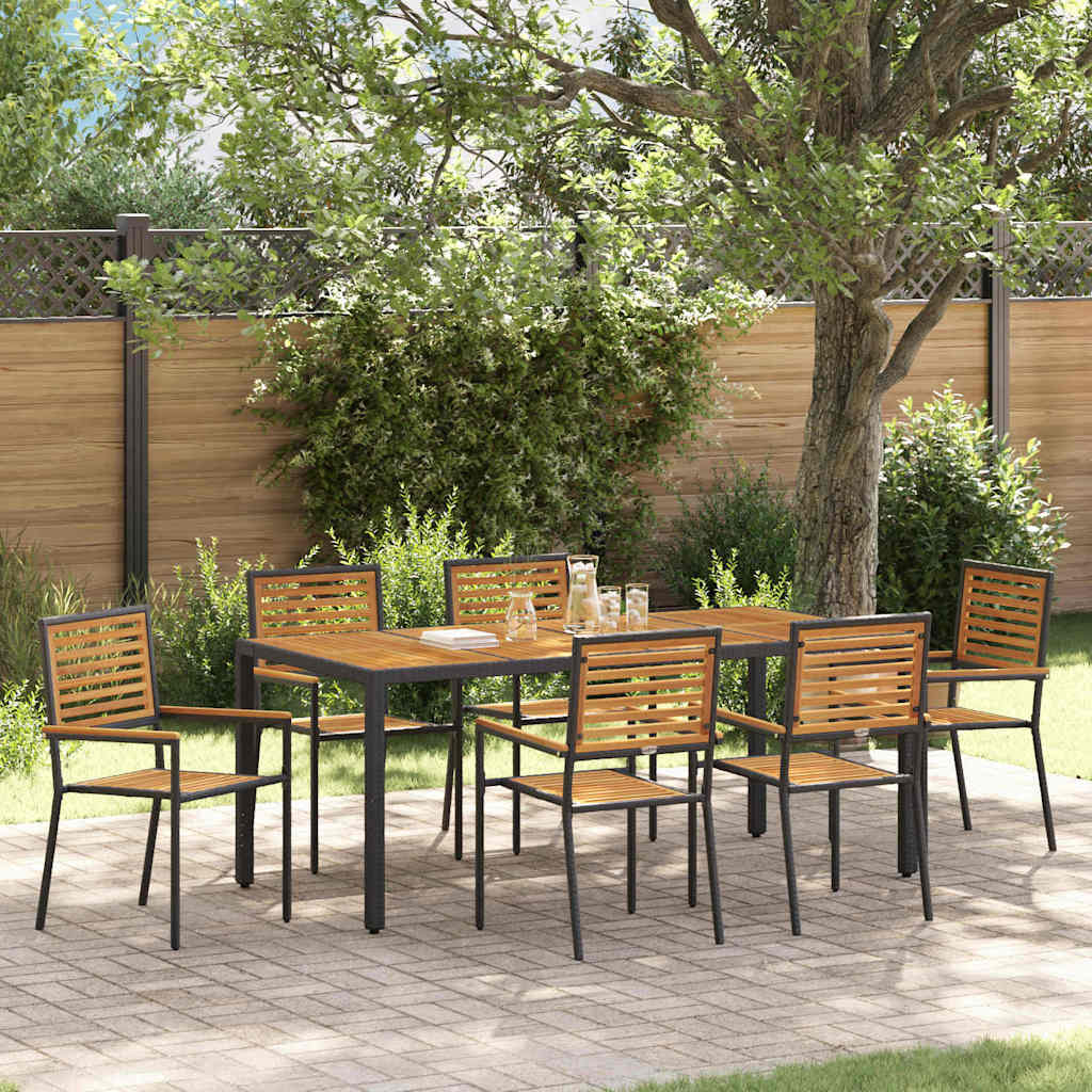 vidaXL Ensemble de salle à manger de jardin 7 pcs Noir et marron Résine tressée