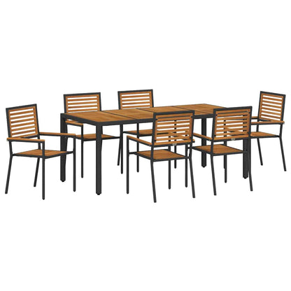 vidaXL Ensemble de salle à manger de jardin 7 pcs Noir et marron Résine tressée