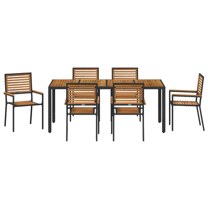 vidaXL Ensemble de salle à manger de jardin 7 pcs Noir et marron Résine tressée