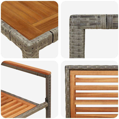 Garten Essgruppe 7 pcs Grau und Braun Poly-Rattan