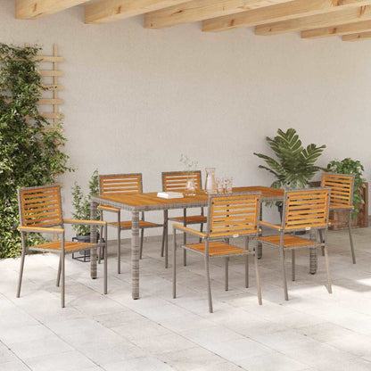 Garten Essgruppe 7 pcs Grau und Braun Poly-Rattan
