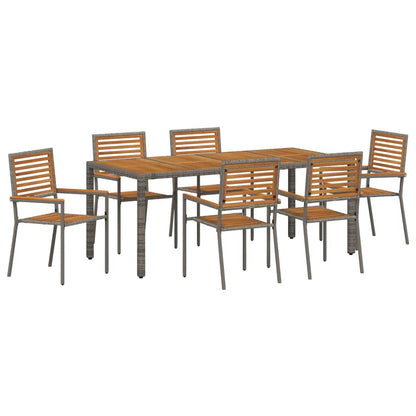 Garten Essgruppe 7 pcs Grau und Braun Poly-Rattan