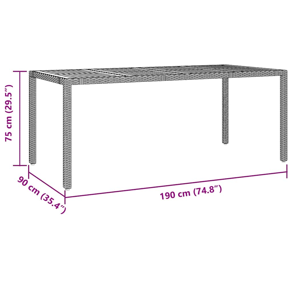 Garten Essgruppe 7 pcs Grau und Braun Poly-Rattan