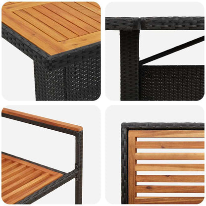 vidaXL Salon de jardin à dîner 9 pcs noir et marron en rotin synthétique