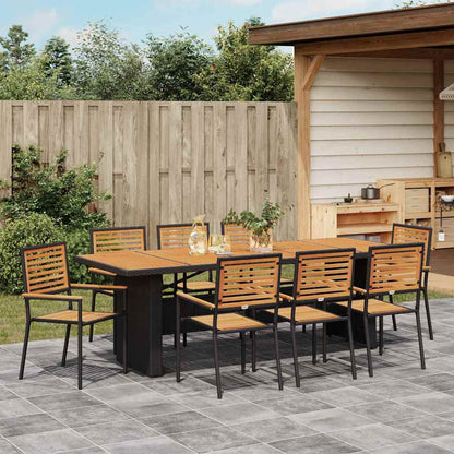 vidaXL Salon de jardin à dîner 9 pcs noir et marron en rotin synthétique